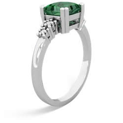 Lab Emerald Art Deco Princess 14K White Gold ring R2014