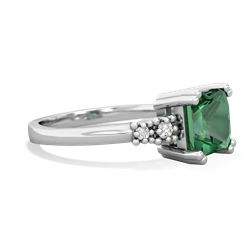 Lab Emerald Art Deco Princess 14K White Gold ring R2014