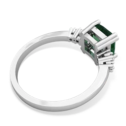 Lab Emerald Art Deco Princess 14K White Gold ring R2014