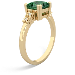 Lab Emerald Art Deco Princess 14K Yellow Gold ring R2014