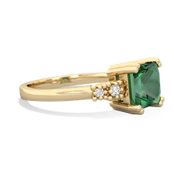 Lab Emerald Art Deco Princess 14K Yellow Gold ring R2014