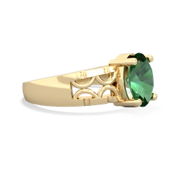 Lab Emerald Art Deco Filigree 14K Yellow Gold ring R2322