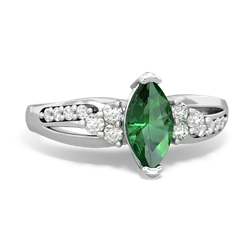 Lab Emerald Royal Marquise 14K White Gold ring R2343