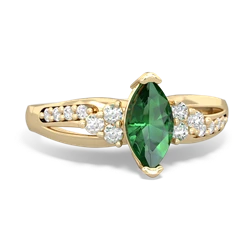 Lab Emerald Royal Marquise 14K Yellow Gold ring R2343