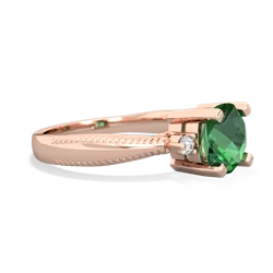 Lab Emerald Cushion Rope 14K Rose Gold ring R2484