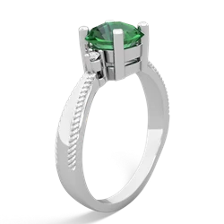 Lab Emerald Cushion Rope 14K White Gold ring R2484