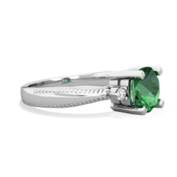 Lab Emerald Cushion Rope 14K White Gold ring R2484