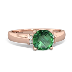 Lab Emerald Simply Elegant Cushion 14K Rose Gold ring R2489