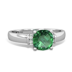 Lab Emerald Simply Elegant Cushion 14K White Gold ring R2489