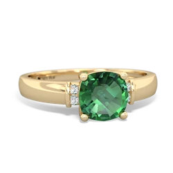 Lab Emerald Simply Elegant Cushion 14K Yellow Gold ring R2489