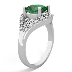 Lab Emerald Antique Style Cocktail 14K White Gold ring R2564