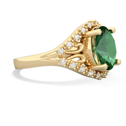 Lab Emerald Antique Style Cocktail 14K Yellow Gold ring R2564