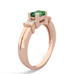 Lab Emerald Art Deco East-West 14K Rose Gold ring R2590