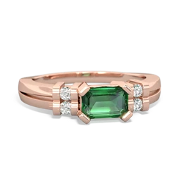 Lab Emerald Art Deco East-West 14K Rose Gold ring R2590