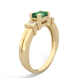 Lab Emerald Art Deco East-West 14K Yellow Gold ring R2590