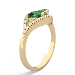Lab Emerald Mother And Child 14K Yellow Gold ring R3010