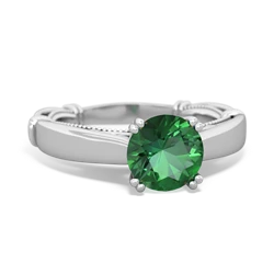 Lab Emerald Renaissance 14K White Gold ring R27806RD