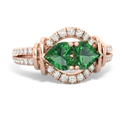 Lab Emerald Art-Deco Keepsake 14K Rose Gold ring R5630