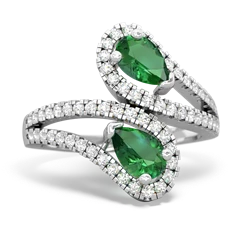 Lab Emerald Diamond Dazzler 14K White Gold ring R3000