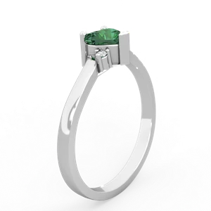 Lab Emerald Delicate Heart 14K White Gold ring R0203