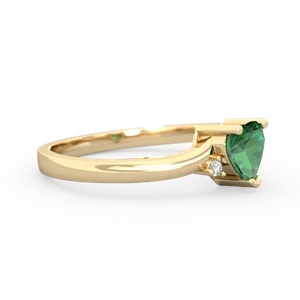 Lab Emerald Delicate Heart 14K Yellow Gold ring R0203