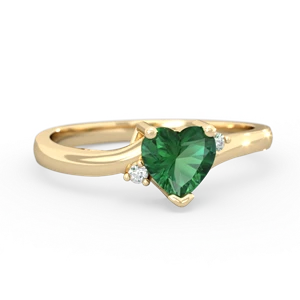 Lab Emerald Delicate Heart 14K Yellow Gold ring R0203