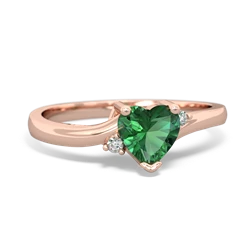 Lab Emerald Delicate Heart 14K Rose Gold ring R0203