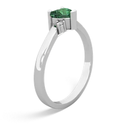 Lab Emerald Delicate Heart 14K White Gold ring R0203