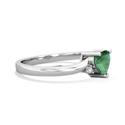 Lab Emerald Delicate Heart 14K White Gold ring R0203