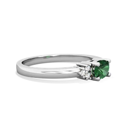 Lab Emerald Simply Elegant East-West 14K White Gold ring R2480