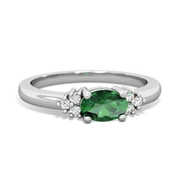 Lab Emerald Simply Elegant East-West 14K White Gold ring R2480