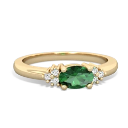 Lab Emerald Simply Elegant East-West 14K Yellow Gold ring R2480