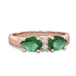 Lab Emerald Pear Bowtie 14K Rose Gold ring R0865