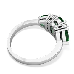 Lab Emerald Antique Style Three Stone 14K White Gold ring R2186