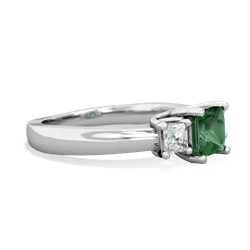 Lab Emerald Three Stone Trellis 14K White Gold ring R4015