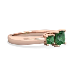 Lab Emerald Three Stone Trellis 14K Rose Gold ring R4015