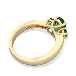 Lab Emerald Three Stone Oval Trellis 14K Yellow Gold ring R4024