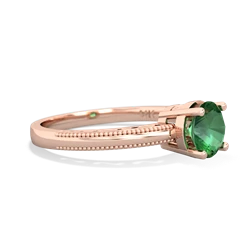 Lab Emerald Milgrain Filigree 14K Rose Gold ring R5090