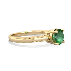 Lab Emerald Milgrain Filigree 14K Yellow Gold ring R5090