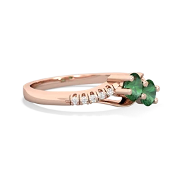 Lab Emerald Infinity Pave Two Stone 14K Rose Gold ring R5285
