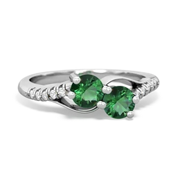 Lab Emerald Infinity Pave Two Stone 14K White Gold ring R5285