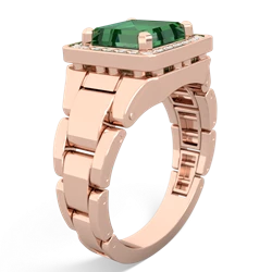Lab Emerald Men's Watch 14K Rose Gold ring R0510