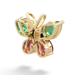 Lab Emerald Butterfly 14K Yellow Gold pendant P2215