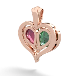 Lab Emerald Two Become One 14K Rose Gold pendant P5330