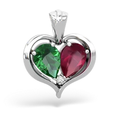 Lab Emerald Two Become One 14K White Gold pendant P5330