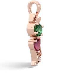 Lab Emerald Kitten 14K Rose Gold pendant P5780