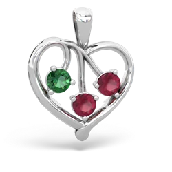 Lab Emerald Glowing Heart 14K White Gold pendant P2233