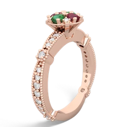 Lab Emerald Sparkling Tiara Cluster 14K Rose Gold ring R26293RD