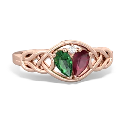 Lab Emerald Celtic Love Knot 14K Rose Gold ring R5420