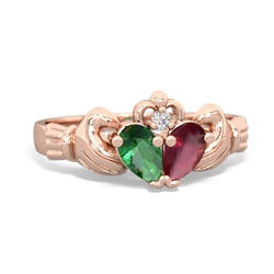 Lab Emerald 'Our Heart' Claddagh 14K Rose Gold ring R2388